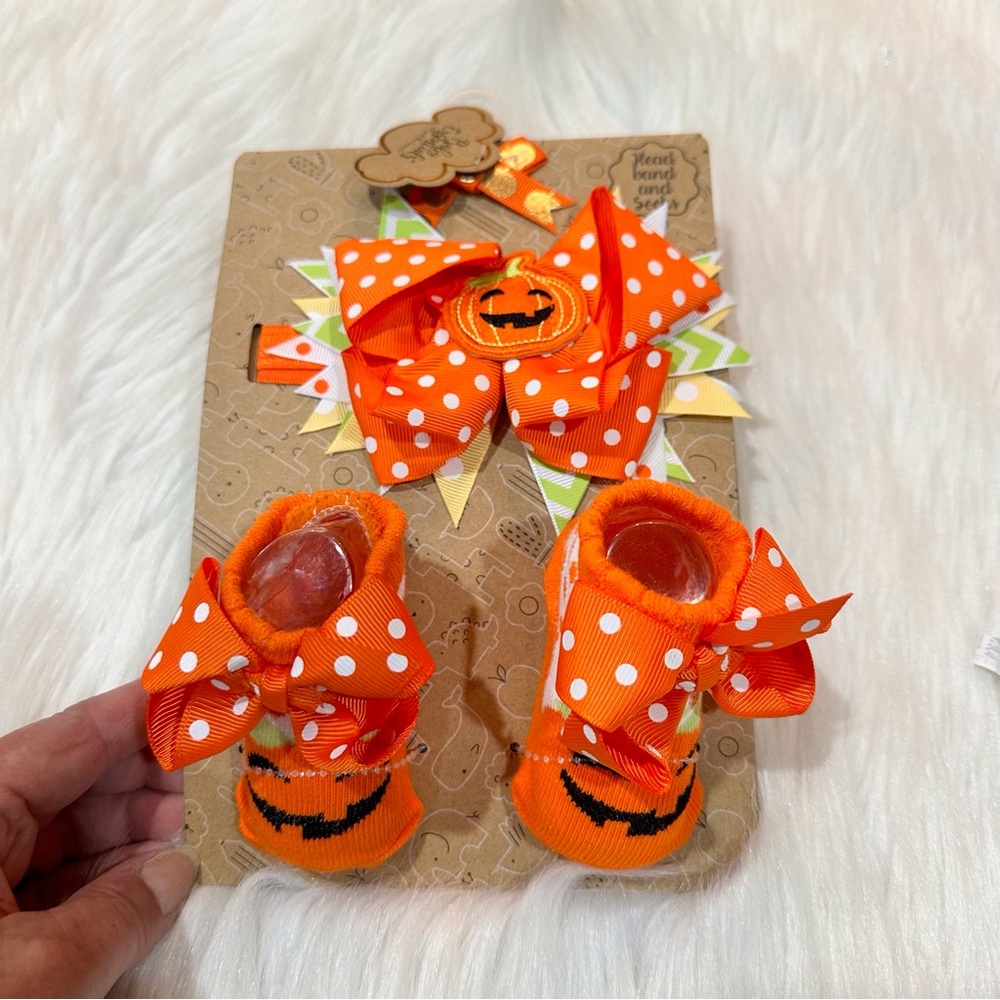 Baby Halloween Bootie and Headband Set